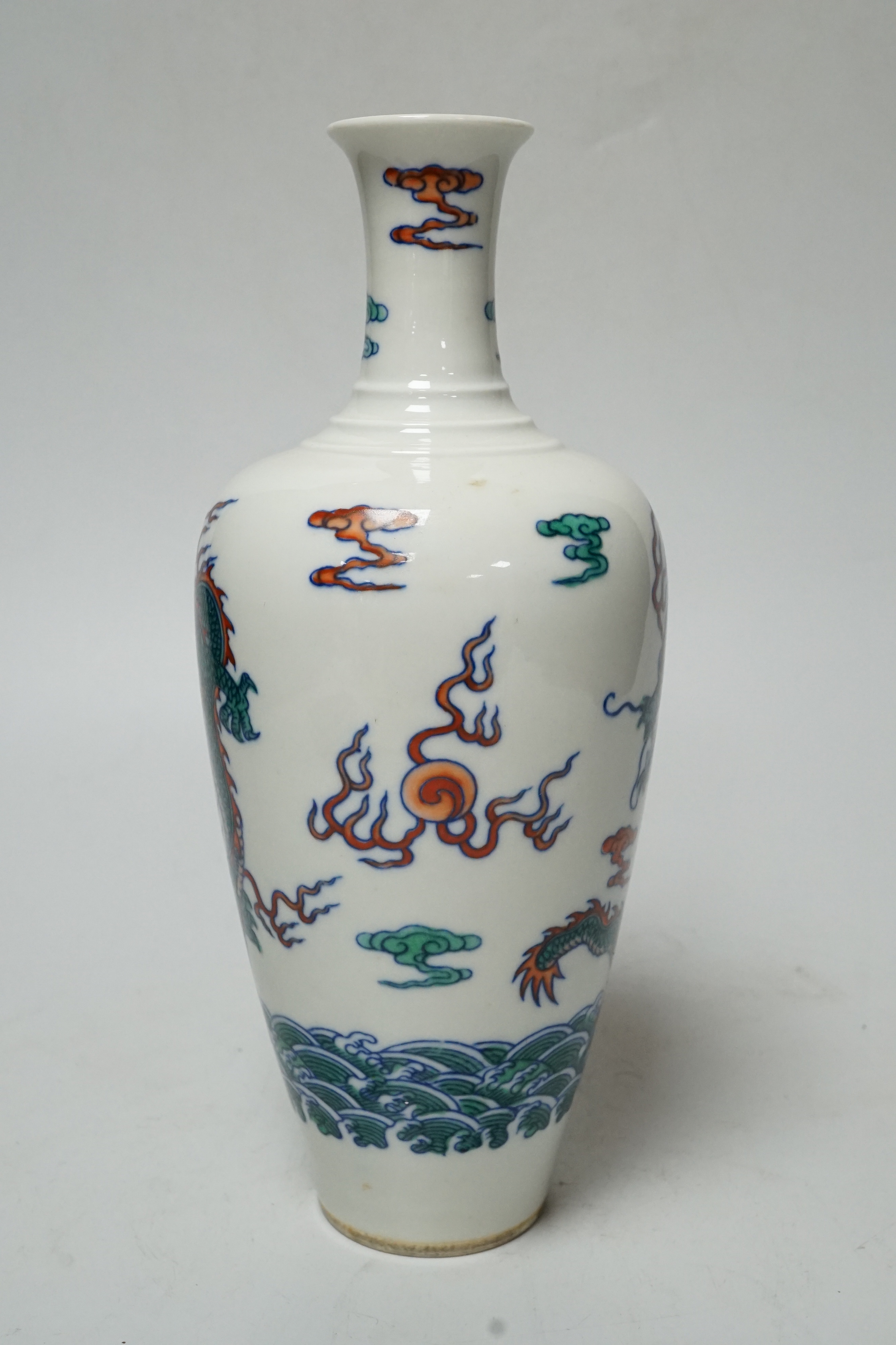 A Chinese ‘dragon’ bottle vase, 23cm